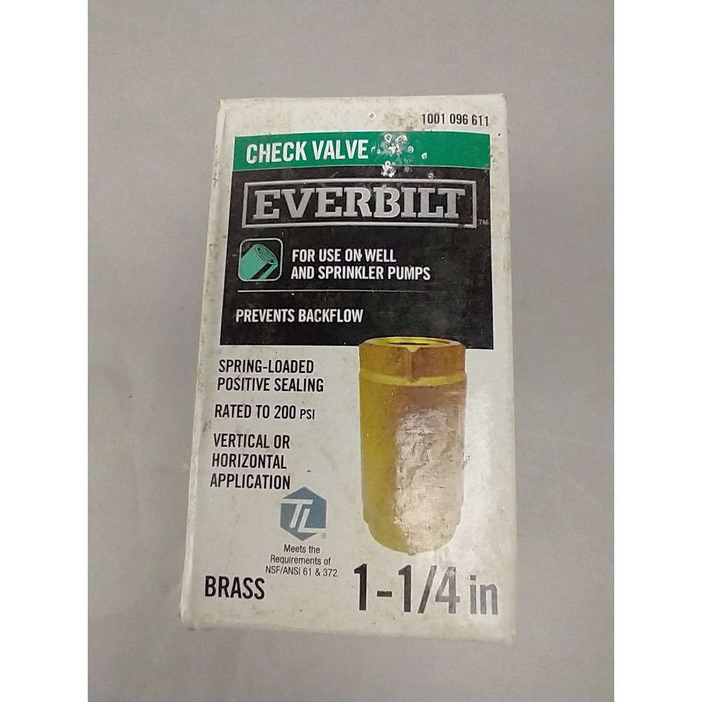 Everbilt‎ 1-1/4 in. x 1-1/4 in. Female NPT Solid Brass Check Valve EBCV125NL